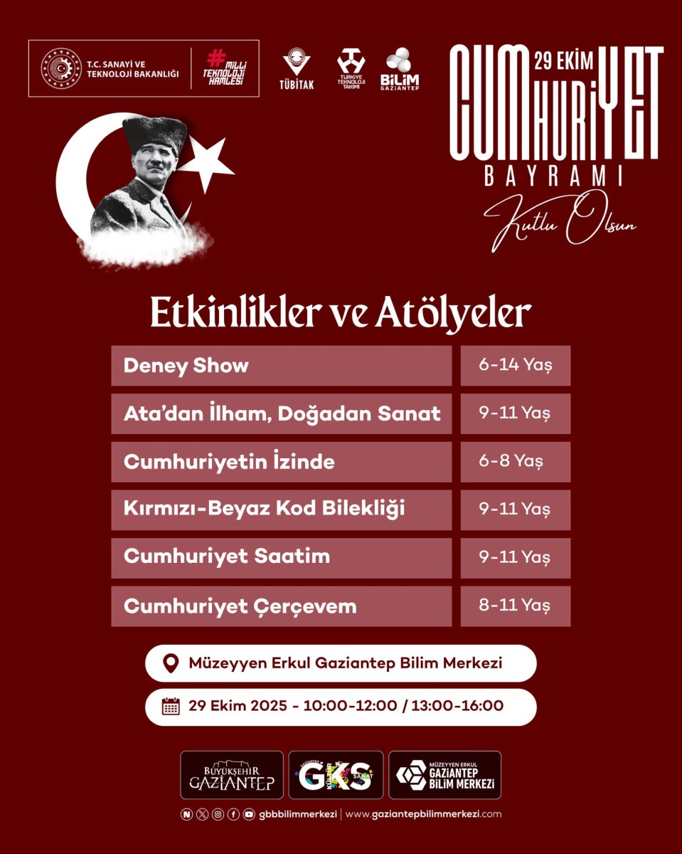 29 Ekim CUmhuriyet Bayramı Etkinlikler ve Atölyeler