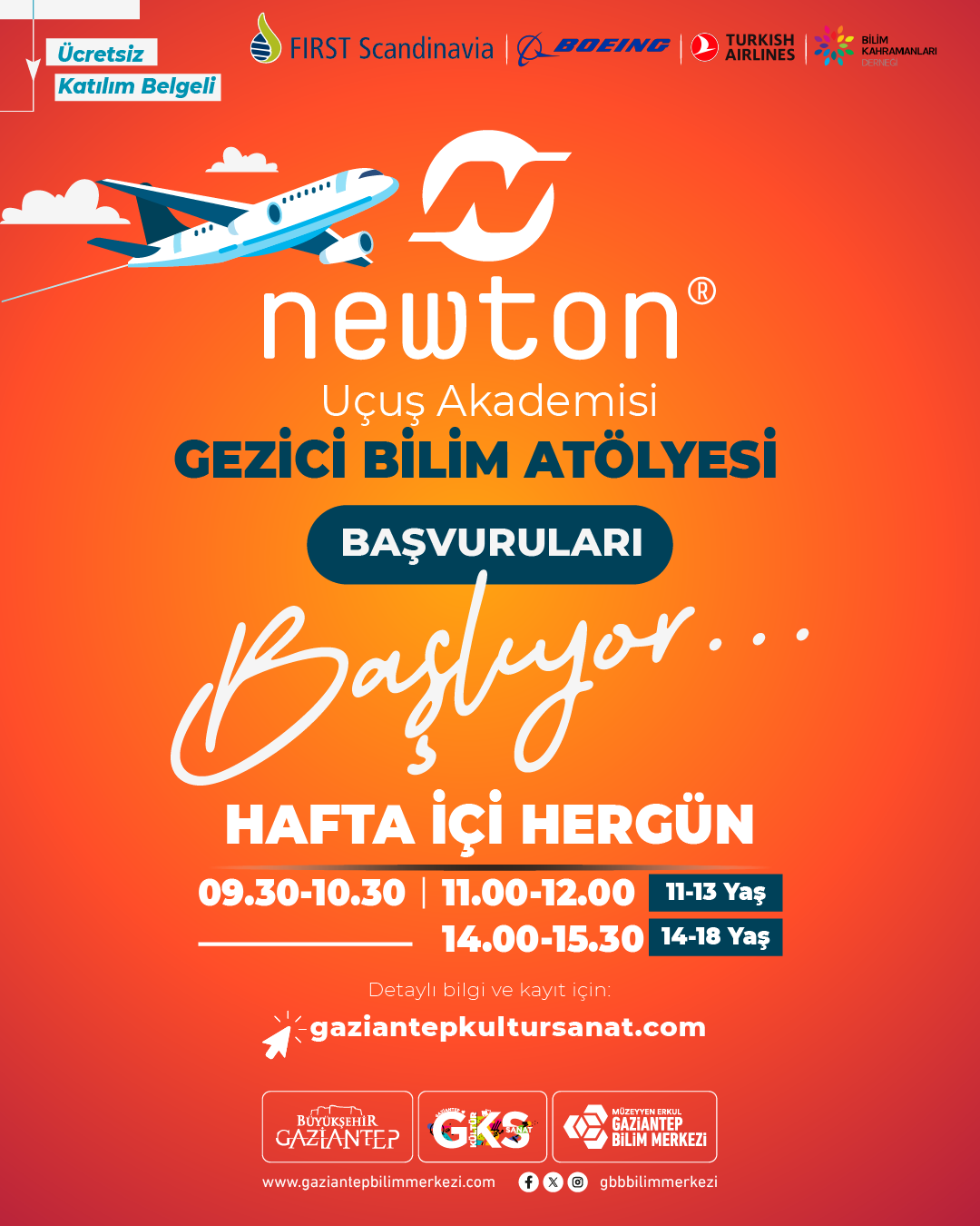 Newton Uçuş Akademisi Gezici Bilim Atölyesi 25.08.2025 - 14-18 Yaş Arası - Saat 14:00-15:00