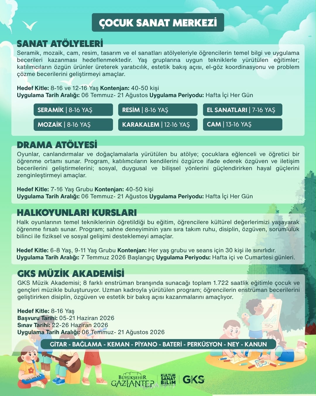 ÇOCUK SANAT MERKEZİ YAZ KURSLARI-KARAKALEM ATÖLYESİ