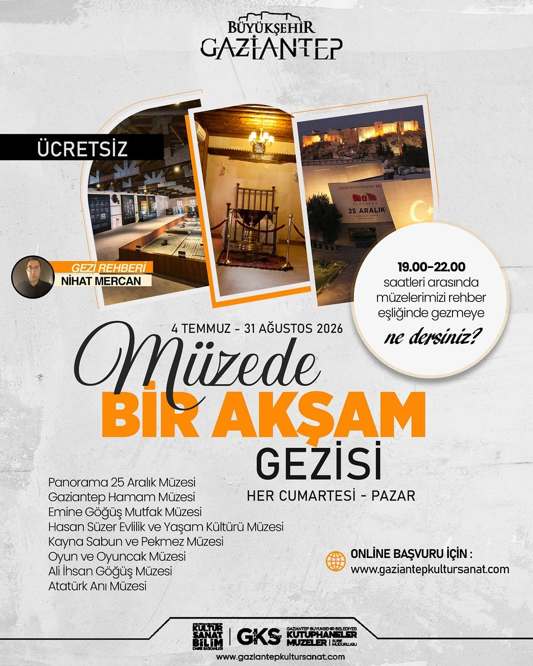 Rehberli Müzede Bir Akşam Gezisi Başvuru Formu - 15-16 Ağustos 2026 Cumartesi-Pazar