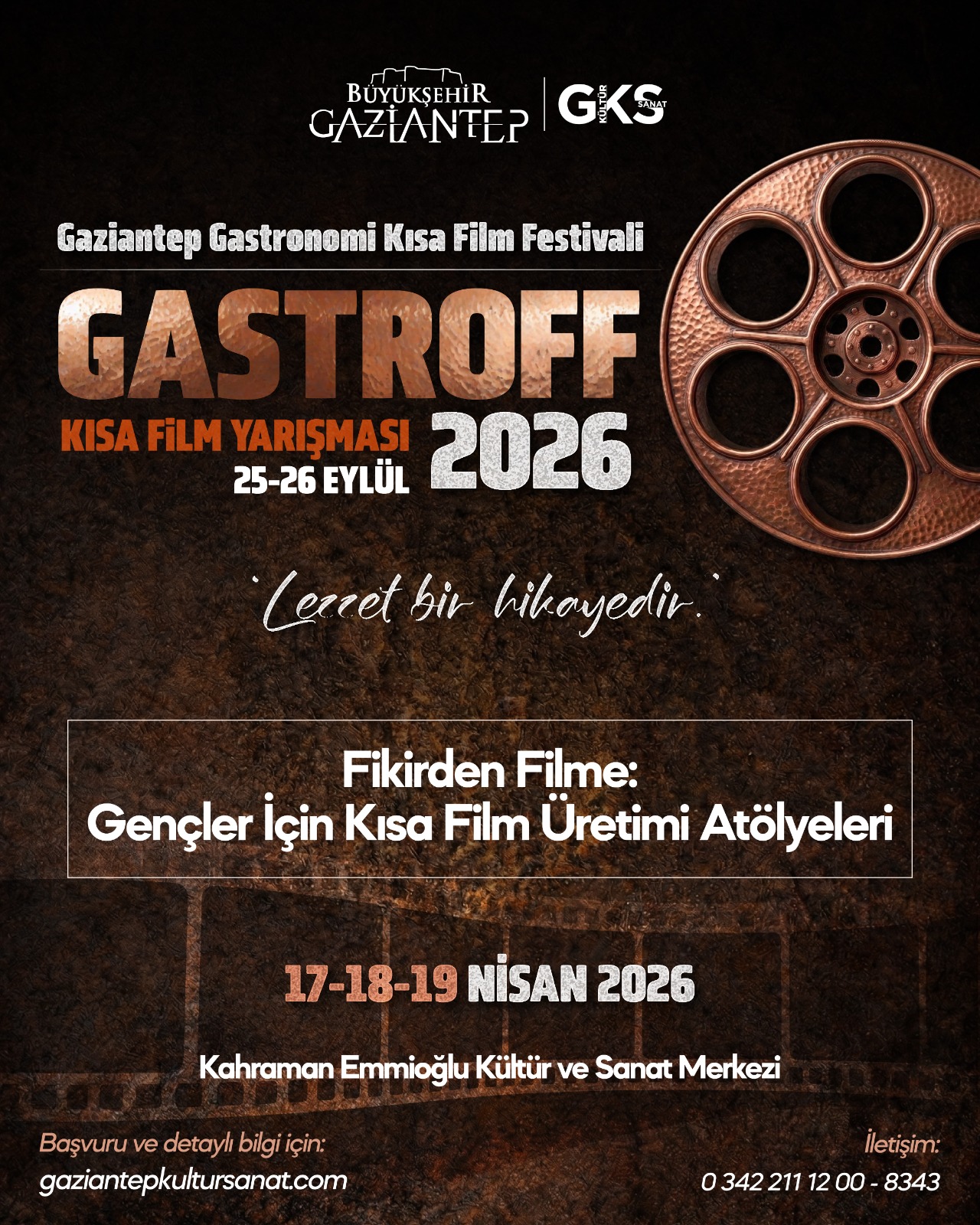 Gaziantep Gastronomi Film Festivali  Kısa Film Üretim Atölyeleri 2026 Başvuruları Devam ediyor